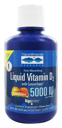 Trace Minerals Research - Liquid Vitamin D3 with ConcenTrace Tropical Cherry 5000 IU - 16 fl. oz.