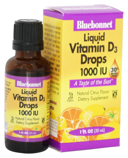 Bluebonnet Nutrition - Liquid Vitamin D3 Drops Natural Citrus Flavor 1000 IU - 1 fl. oz.