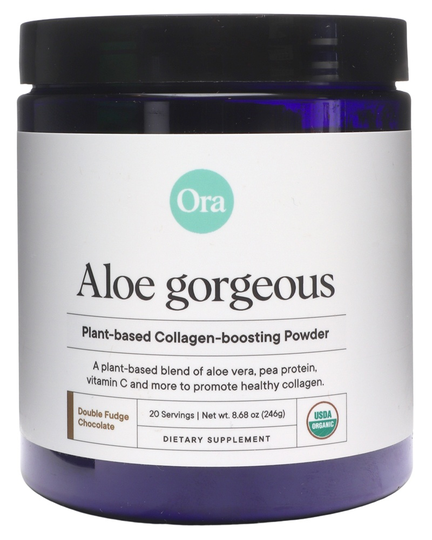 Ora - Aloe Gorgeous Vegan Collagen-Boosting Powder 20 Servings Double Fudge Chocolate - 8.68 oz.