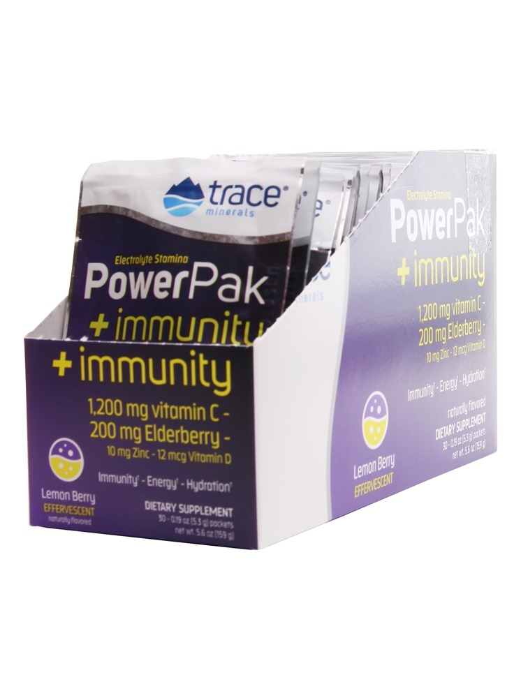 Trace Minerals Research - Electrolyte Stamina PowerPak Immunity Effervescent Drink Mix Lemon Berry - 30 Packet(s)