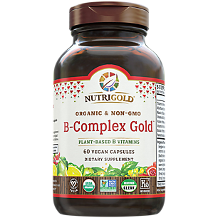 Organic Vitamin B Complex Gold - Plant-Based Whole Food B Vitamins (60 Capsules)