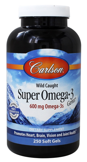 Carlson Labs - Norwegian Super Omega-3 Gems Fish Oil Concentrate 1000 mg. - 250 Softgels