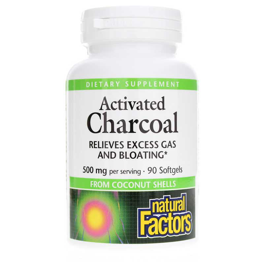 Natural Factors Activated Charcoal 500 Mg 90 Softgels