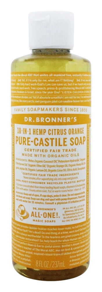 Dr. Bronners - 18-in-1 Hemp Pure Castile Liquid Soap Citrus Orange - 8 fl. oz.