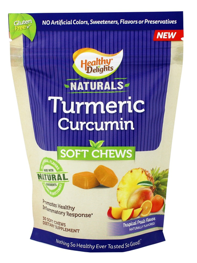 Healthy Delights - Gluten Free Naturals Turmeric Curcumin Soft Chews Tropical Fruit Flavor - 30 Soft Chews