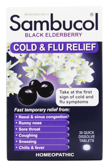 Sambucol - Black Elderberry Cold and Flu Relief - 30 Tablets
