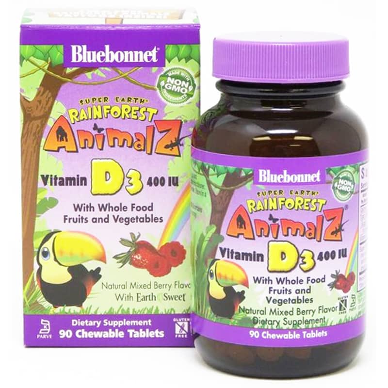 Bluebonnet RainForest AnimalZ Vitamin D3 400 IU 90 Chewables