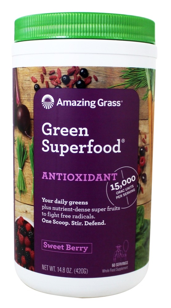 Amazing Grass - Green Superfood Antioxidant Daily Green Drink Mix Sweet Berry - 14.8 oz.