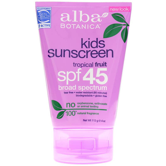 Alba Botanica Kids Sunscreen Tropical Fruit SPF 45 4 Oz