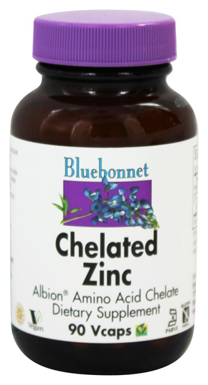 Bluebonnet Nutrition - Chelated Zinc Albion Amino Acid - 90 Vegetarian Capsules