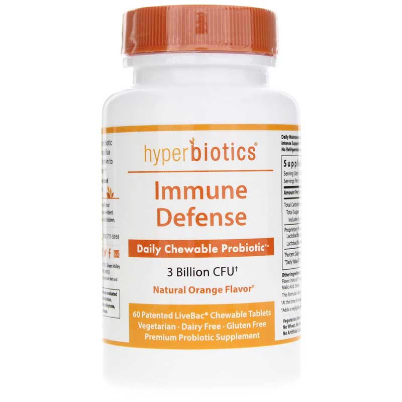 Hyperbiotics Immune Defense Daily Chewable Probiotic 60 Chewable Tablets