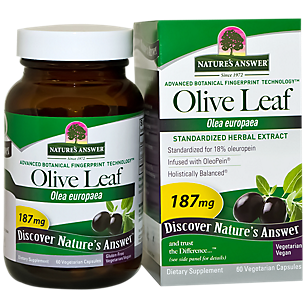 Olive Leaf Standardized Herbal Extract - 18% Oleuropein - 187 MG (60 Vegetarian Capsules)