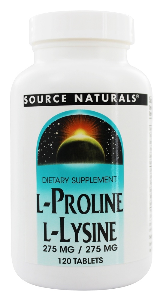 Source Naturals - L-Proline L-Lysine 275 mg. / 275 mg. - 120 Tablets