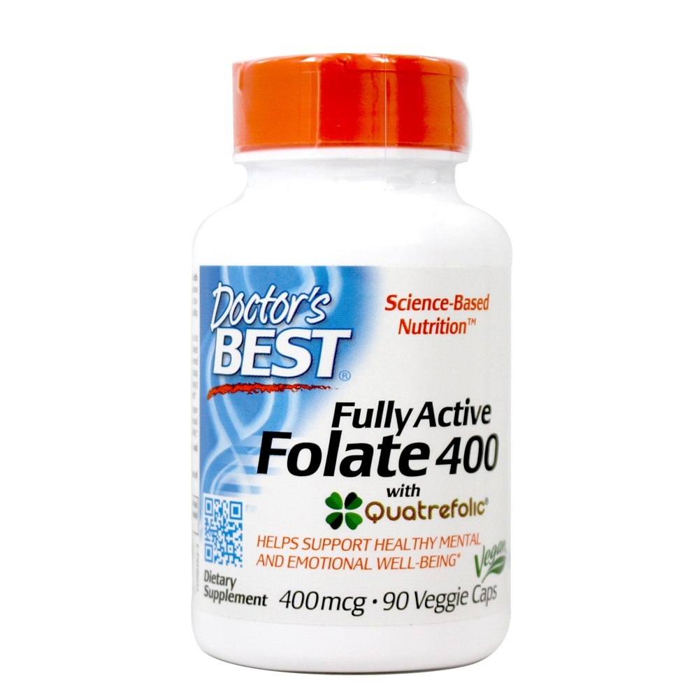 Doctor's Best - Fully Active Folate with Quatrefolic 400 mcg. - 90 Vegetarian Capsules