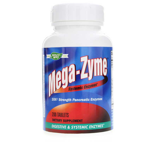 Natures Way Mega-Zyme 10x Strength Pancreatic Enzymes 200 Tablets