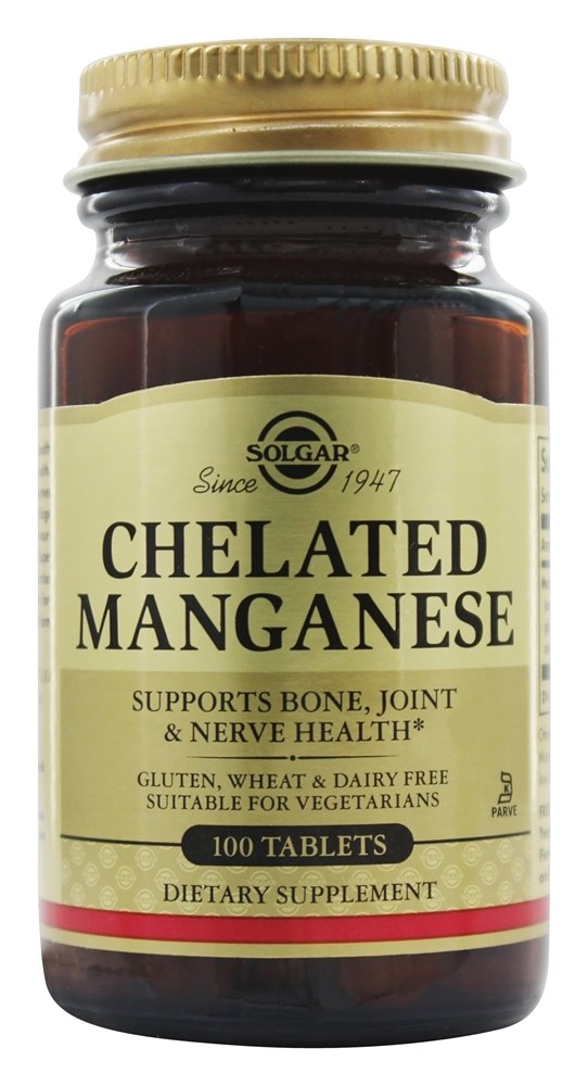 Solgar - Chelated Manganese 8 mg. - 100 Tablets