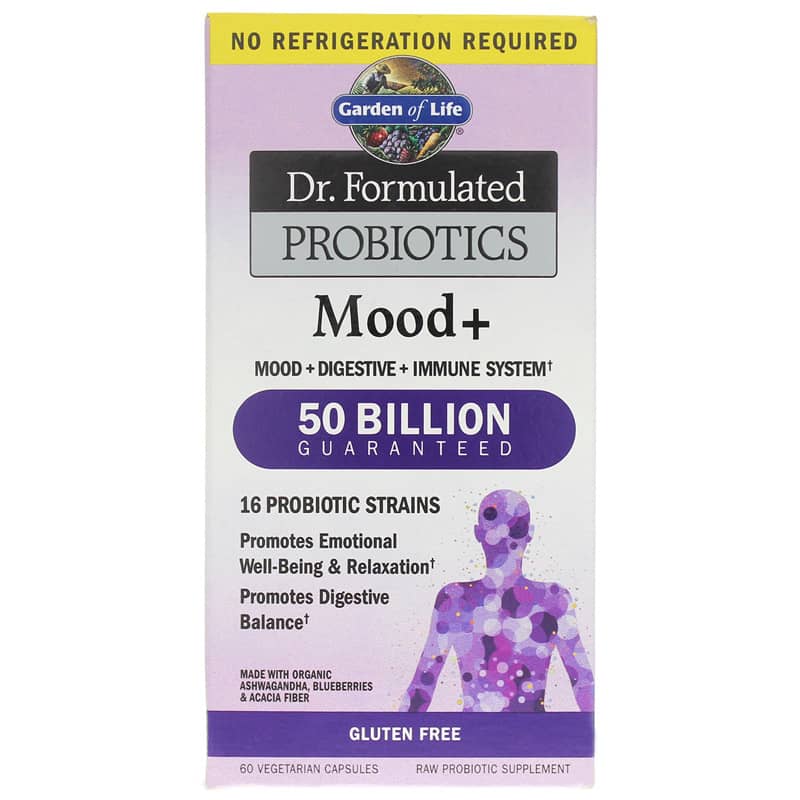 Garden of Life Dr. Formulated Probiotics Mood + Shelf-Stable 60 Veg Capsules
