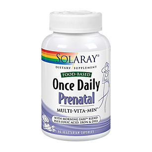 Food-Based Prenatal Multivitamin + Morning Ease Blend, Folic Acid, Iron & DHA - Once Daily (90 Vegetarian Capsules)