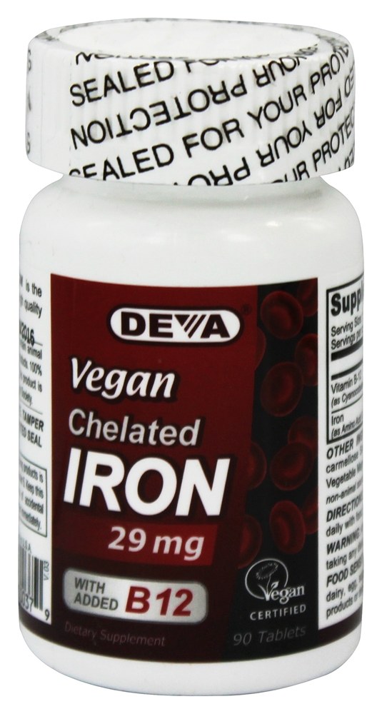 Deva Nutrition - Vegan Chelated Iron 29mg with added B12 - 90 Tablets