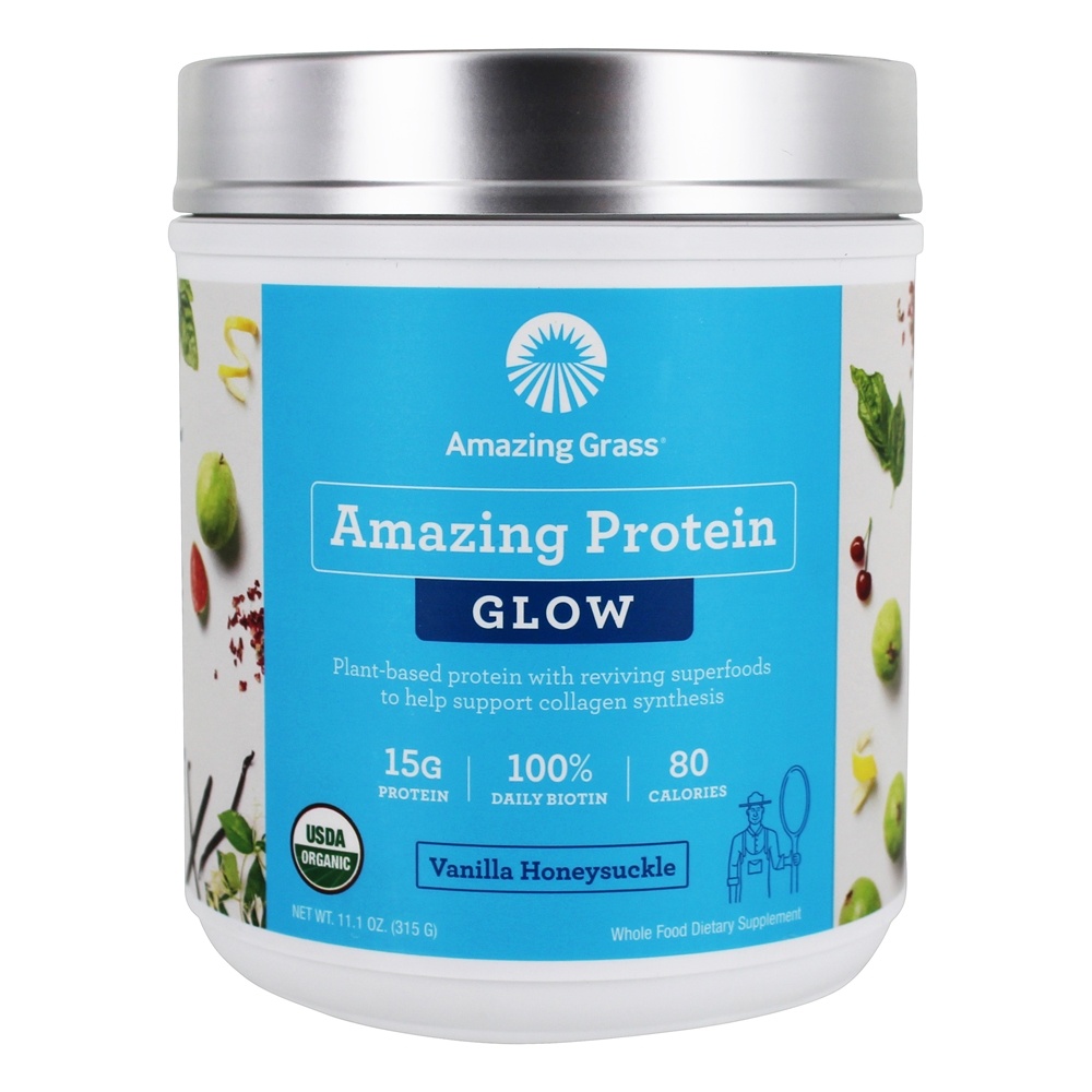 Amazing Grass - Organic Protein Glow Shake Vanilla Honeysuckle - 11.1 oz.