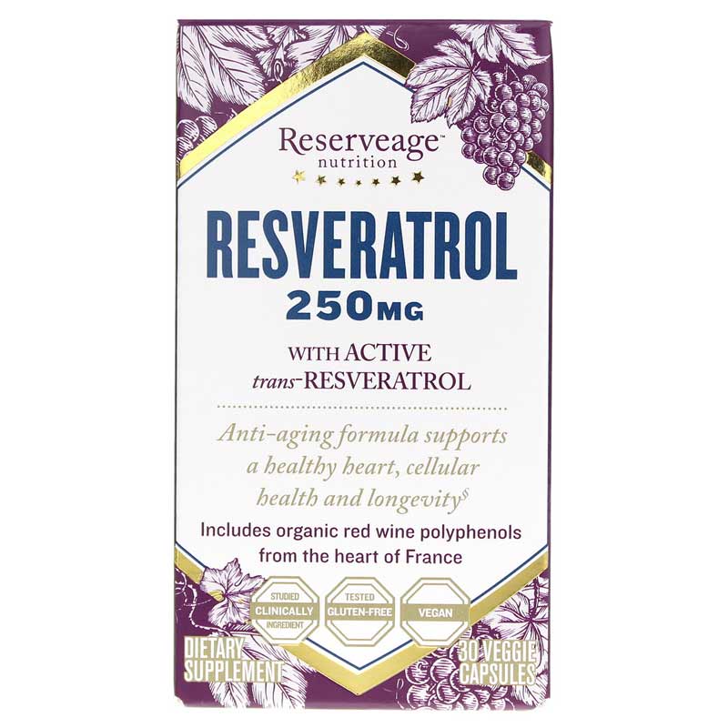 Reserveage Nutrition Resveratrol 250 Mg 30 Veg Capsules