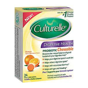 Culturelle Chewable Probiotic for Digestive Health - Orange (24 Chewable Tablets)