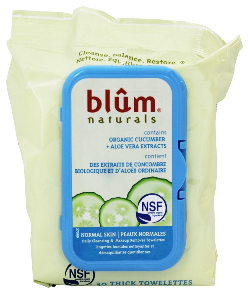 Blum Naturals - Daily Cleansing & Makeup Remover Towelettes Normal Skin - 30 Towelette(s)