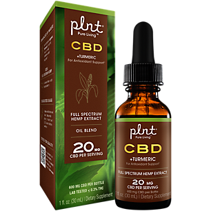 CBD Full Spectrum Hemp Extract Liquid + Turmeric - Antioxidant Support - 20 MG per Serving (1 Ounce)