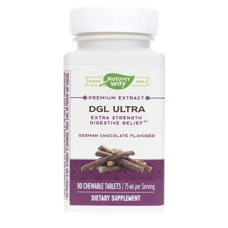 Natures Way DGL Ultra German Chocolate Flavor 90 Chewable Tablets