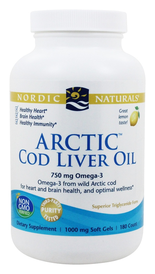 Nordic Naturals - Arctic Cod Liver Oil Lemon 1000 mg. - 180 Softgels