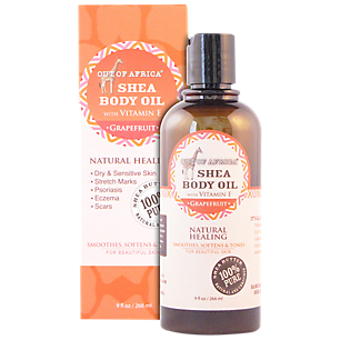 Shea Body Oil with Vitamin E - Natural Healing - Grapefruit (9 Fluid Ounces)