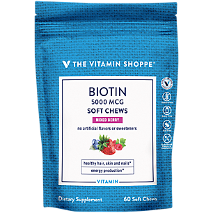 Biotin for Hair, Skin & Nails Support - Mixed Berry (60 Soft Chews)