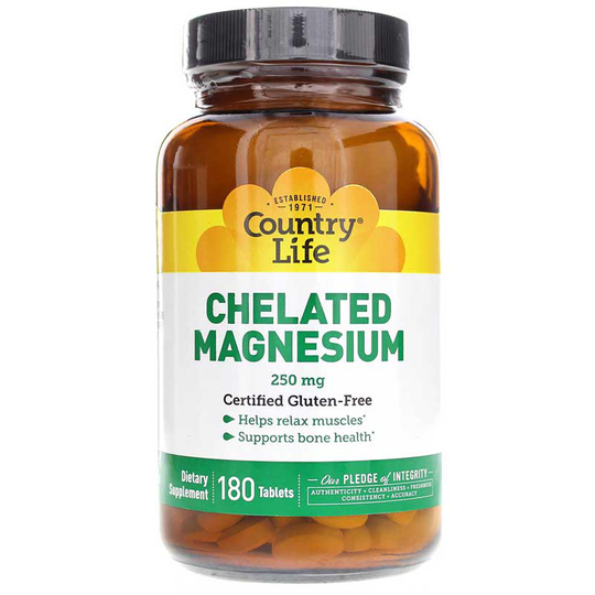 Country Life Chelated Magnesium 250 Mg 180 Tablets