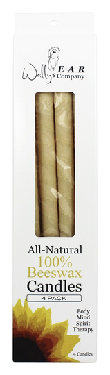 Wally's Natural Products - All-Natural Multi-Purpose Hollow Candles 100 Beeswax - 4 Pack