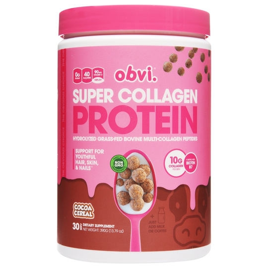 Obvi - Super Collagen Protein Powder 30 Servings Cocoa Cereal - 13.79 oz.