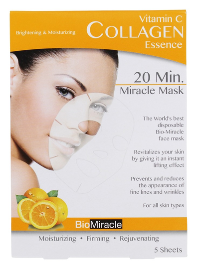 BioMiracle - 20 Minute Miracle Vitamin C Collagen Essence Facial Sheet Mask - 5 Count