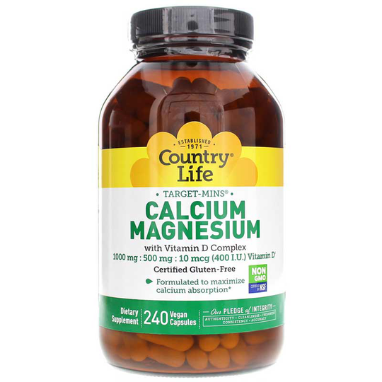 Country Life Calcium Magnesium with Vitamin D Complex 240 Vegan Capsules