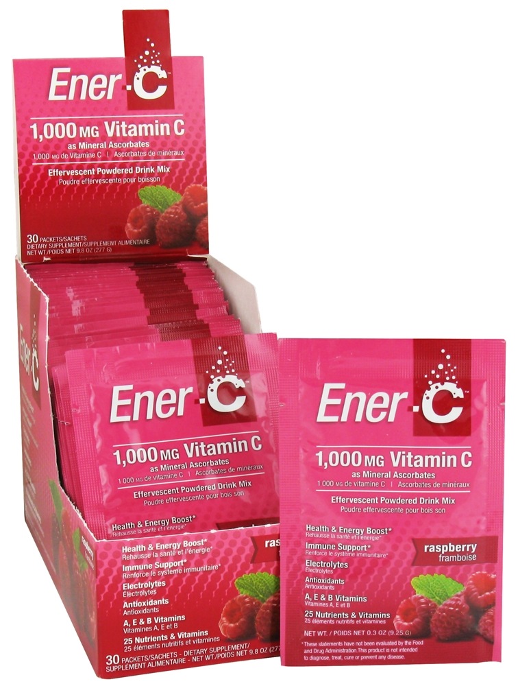 Ener-C - Vitamin C Effervescent Powdered Drink Mix Raspberry 1000 mg. - 30 Packet(s)
