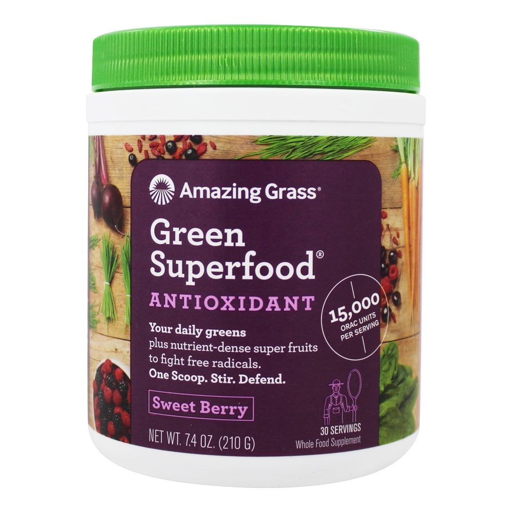 Amazing Grass - ORAC Green Superfood Drink Powder Antioxidant Berry - 7.4 oz. (formerly Antioxidant & Greens)