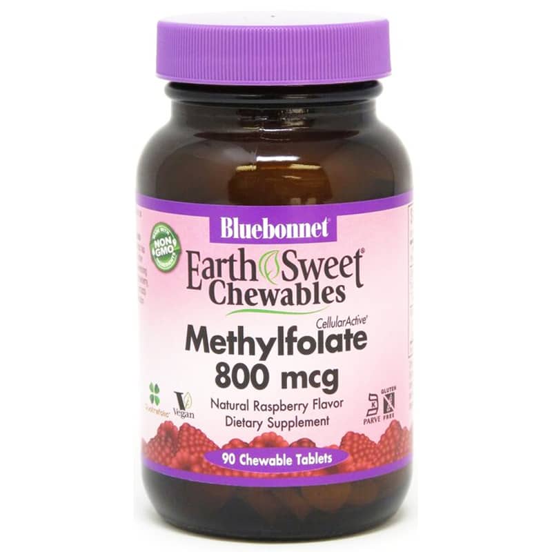 Bluebonnet Earth Sweet Chewable Methylfolate 800 Mcg 90 Chewable Tablets