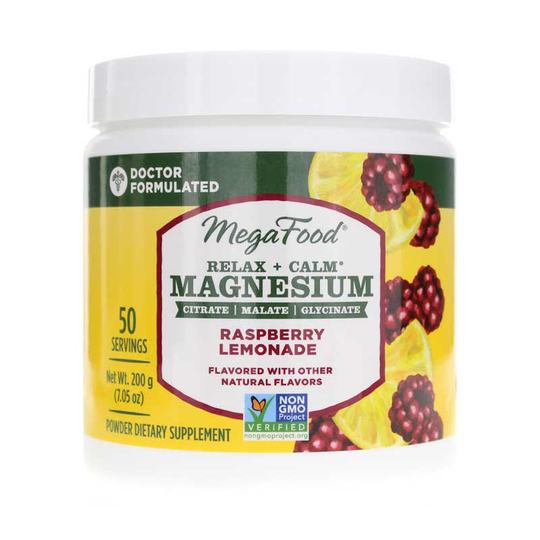 Megafood Relax + Calm Magnesium Powder Raspberry Lemonade 7.05 Oz