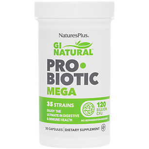 GI Natural Mega Probiotic - Supports Digestion & Immune Health - 120 Billion CFUs (30 Capsules)