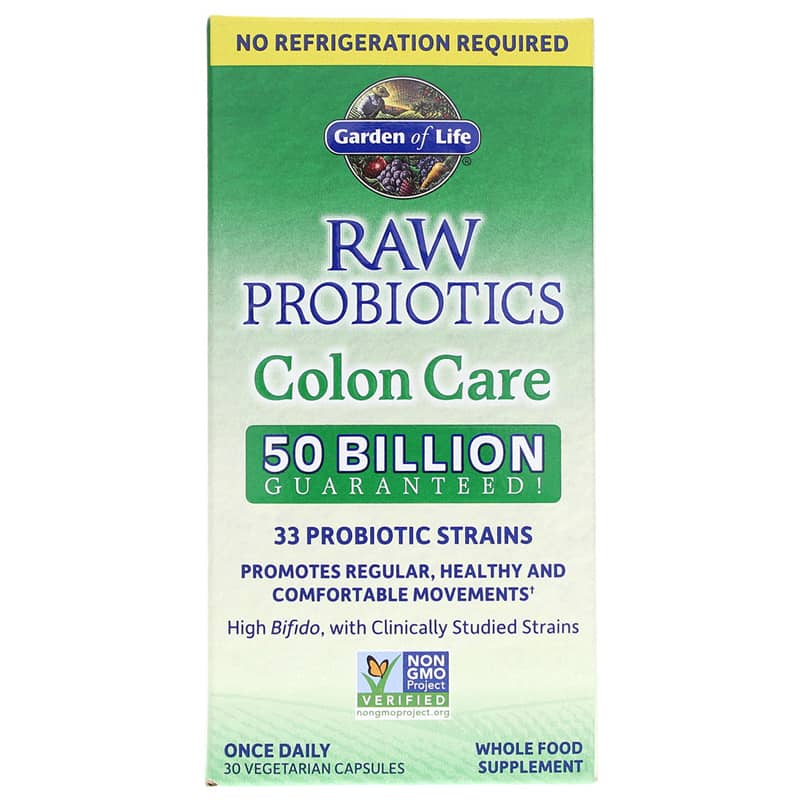 Garden of Life Raw Probiotics Colon Care 50 Billion Shelf-Stable 30 Veg Capsules