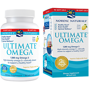 Ultimate Omega - 1,280 MG Omega-3 - Supports Cardiovascular Health - Lemon (90 Softgels)