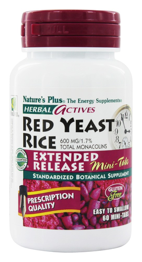 Natures Plus - Herbal Actives Extended Release Red Yeast Rice Mini-Tabs 600 mg. - 60 Tablets