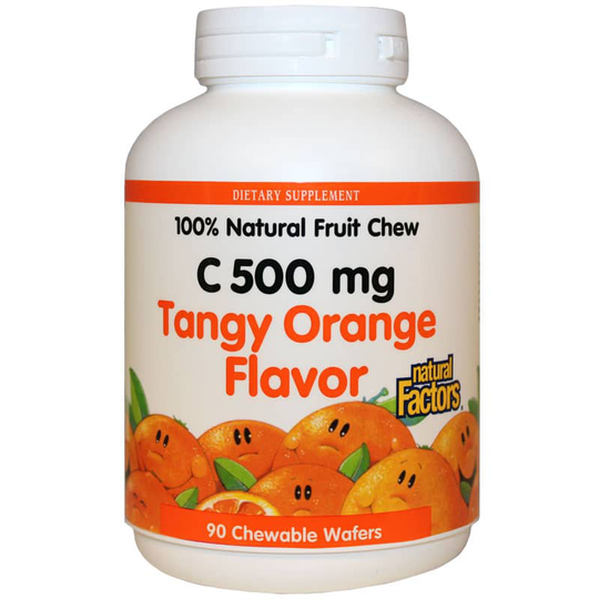 Natural Factors C-500 Mg Natural Fruit Chew Tangy Orange 90 Wafers