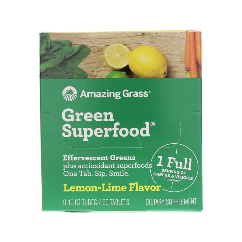 Amazing Grass Green Superfood Effervescent Greens Lemon Lime 60 Tablets