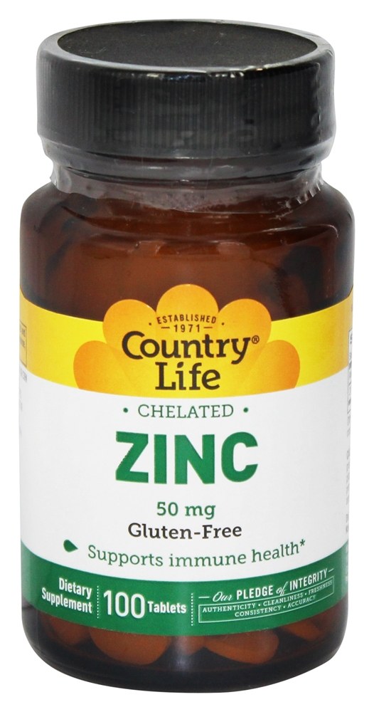 Country Life - Zinc Chelated 50 mg. - 100 Tablets
