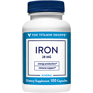 Iron - Well Absorbed Forms - Supports Immune Health & Energy Production - 28 MG (100 Capsules)