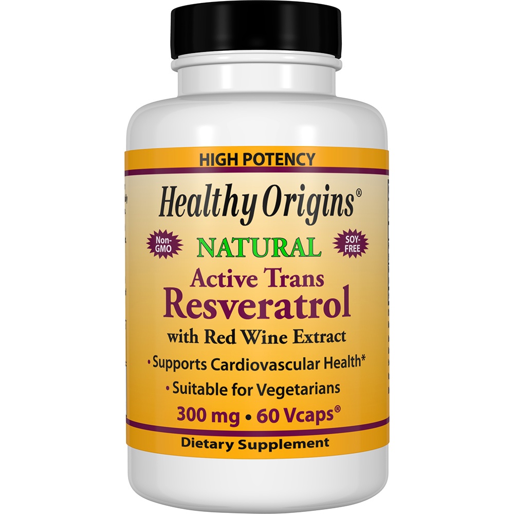 Healthy Origins - Resveratrol with Red Wine Extract 300 mg. - 60 Vegetarian Capsules